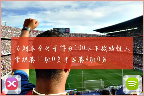 马刺本季对手得分100以下战绩惊人常规赛11胜0负季后赛4胜0负